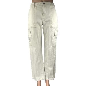 Hollister White High Rise Straight Wide Leg Utility Cargo Dad Jeans Pants Sz 27